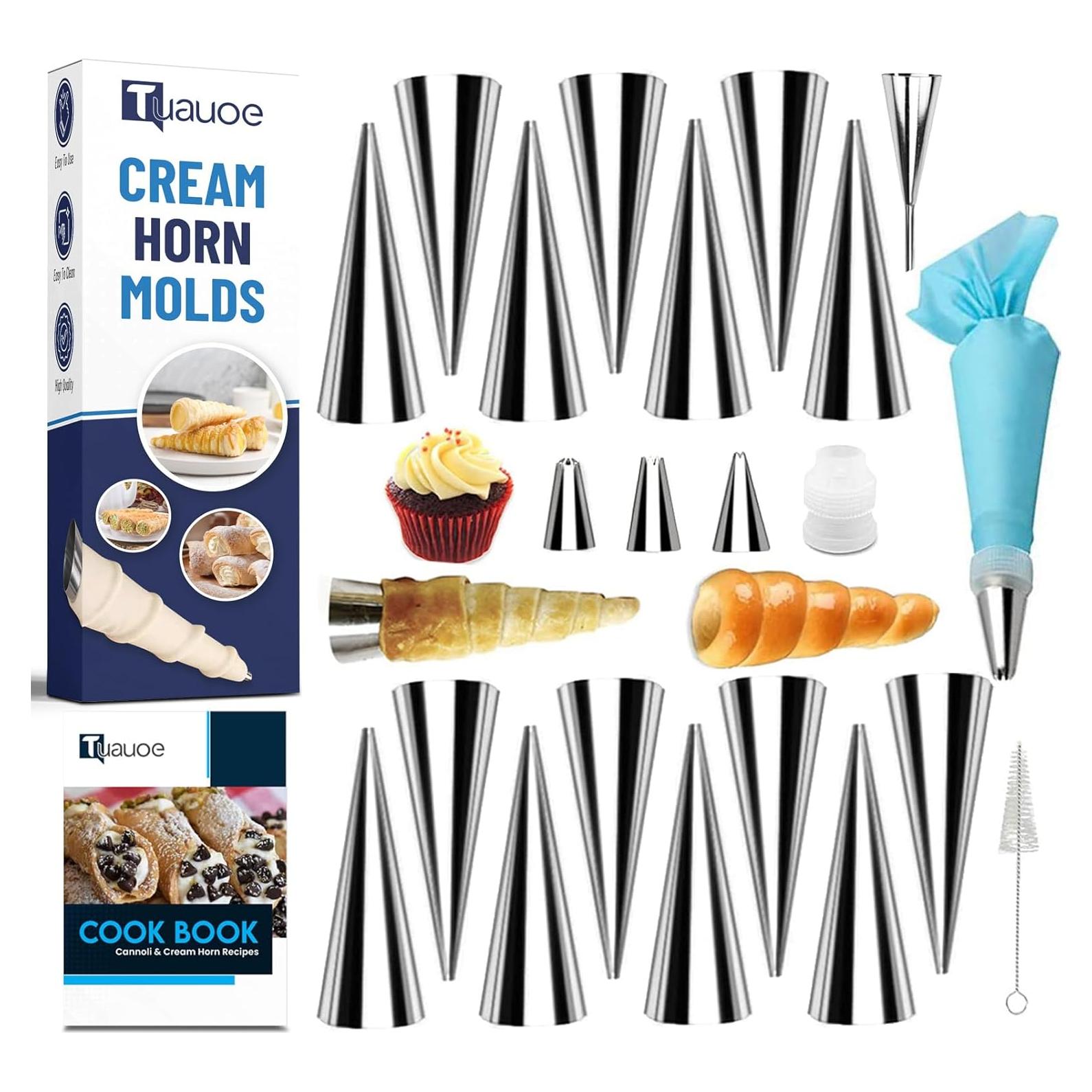 Set de 23 Moldes de Cuerno de Crema Tuauoe, Acero Inoxidable