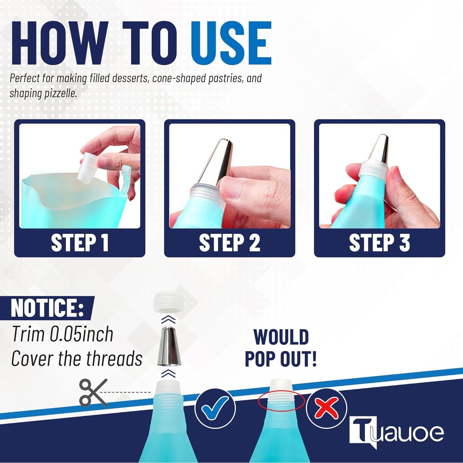 Set de 23 Moldes de Cuerno de Crema Tuauoe, Acero Inoxidable