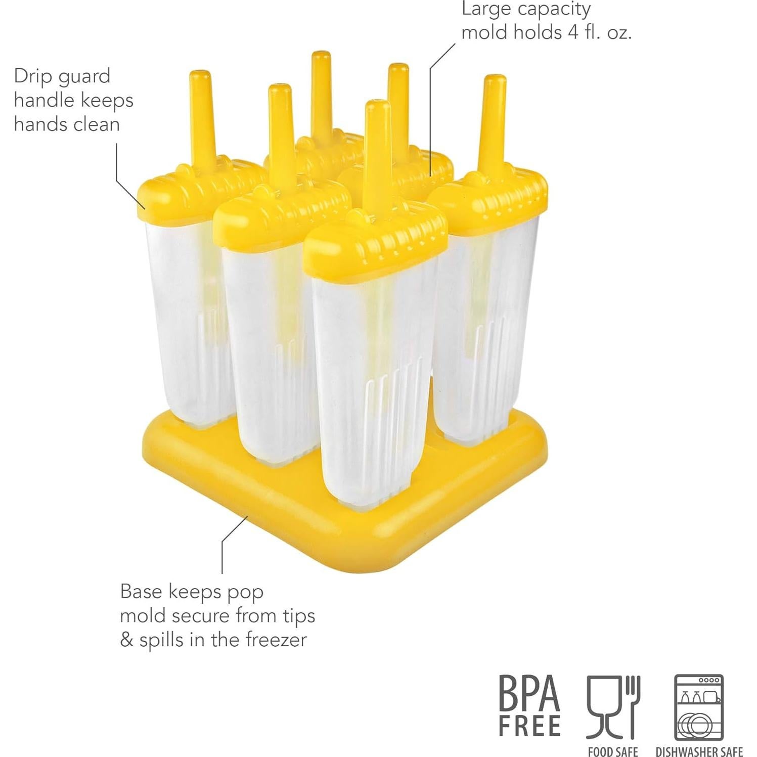 Moldes de Paletas Groovy Tovolo - Juego de 6, Sin BPA, Rojo