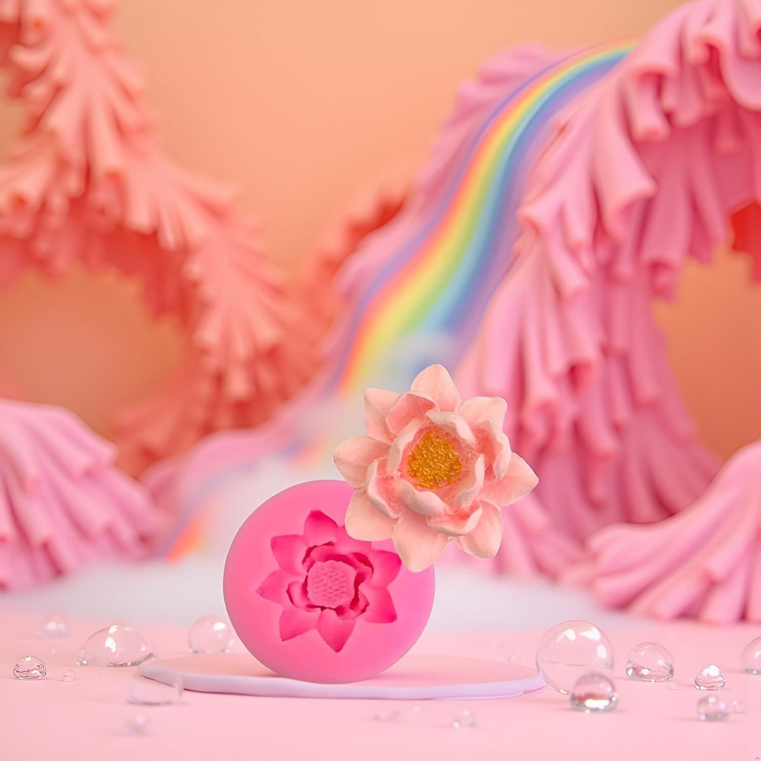 Molde de Silicona Rosa Flor Loto 3D Czhotg para Cupcakes