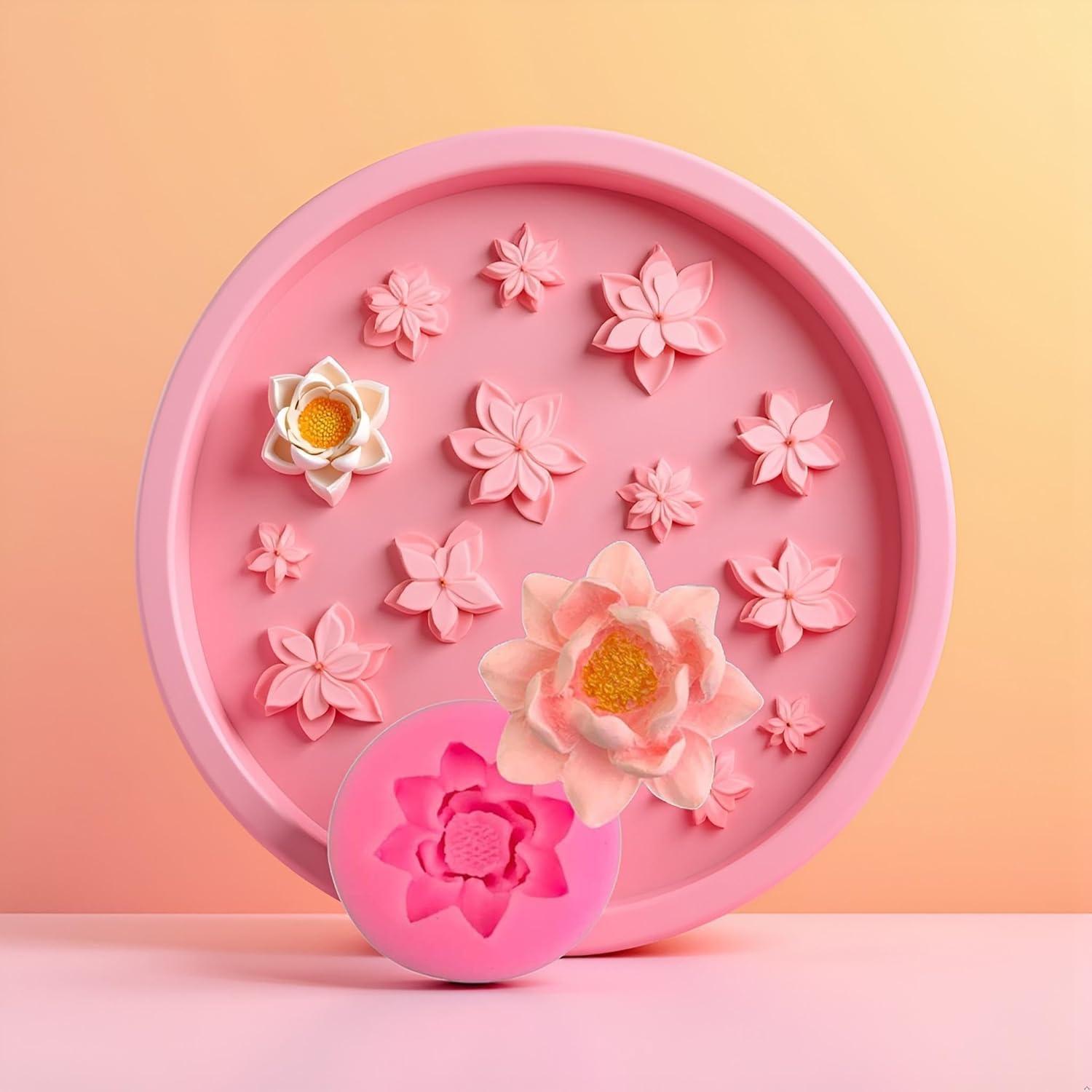 Molde de Silicona Rosa Flor Loto 3D Czhotg para Cupcakes