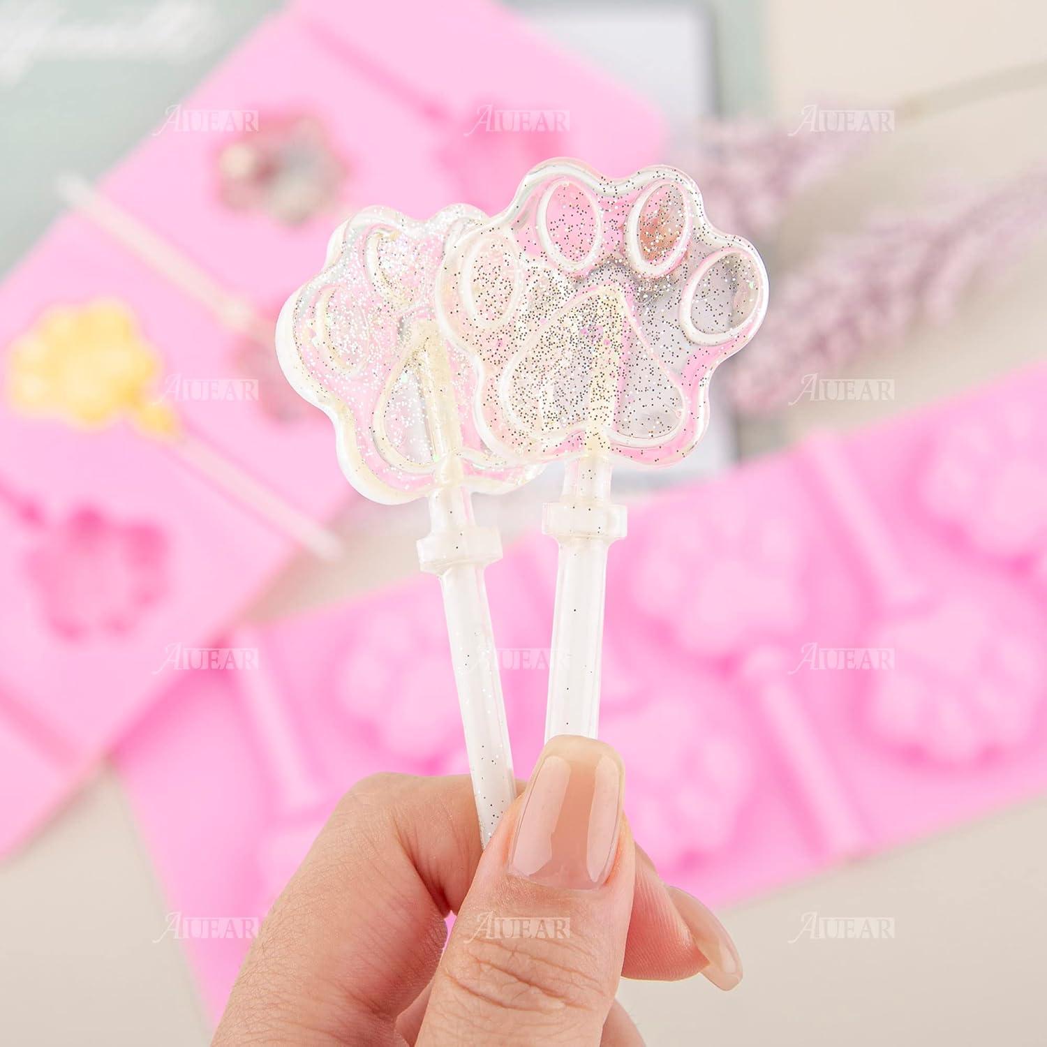 Molde de Lollipops de Silicona AUEAR 2 Piezas Patita Rosa