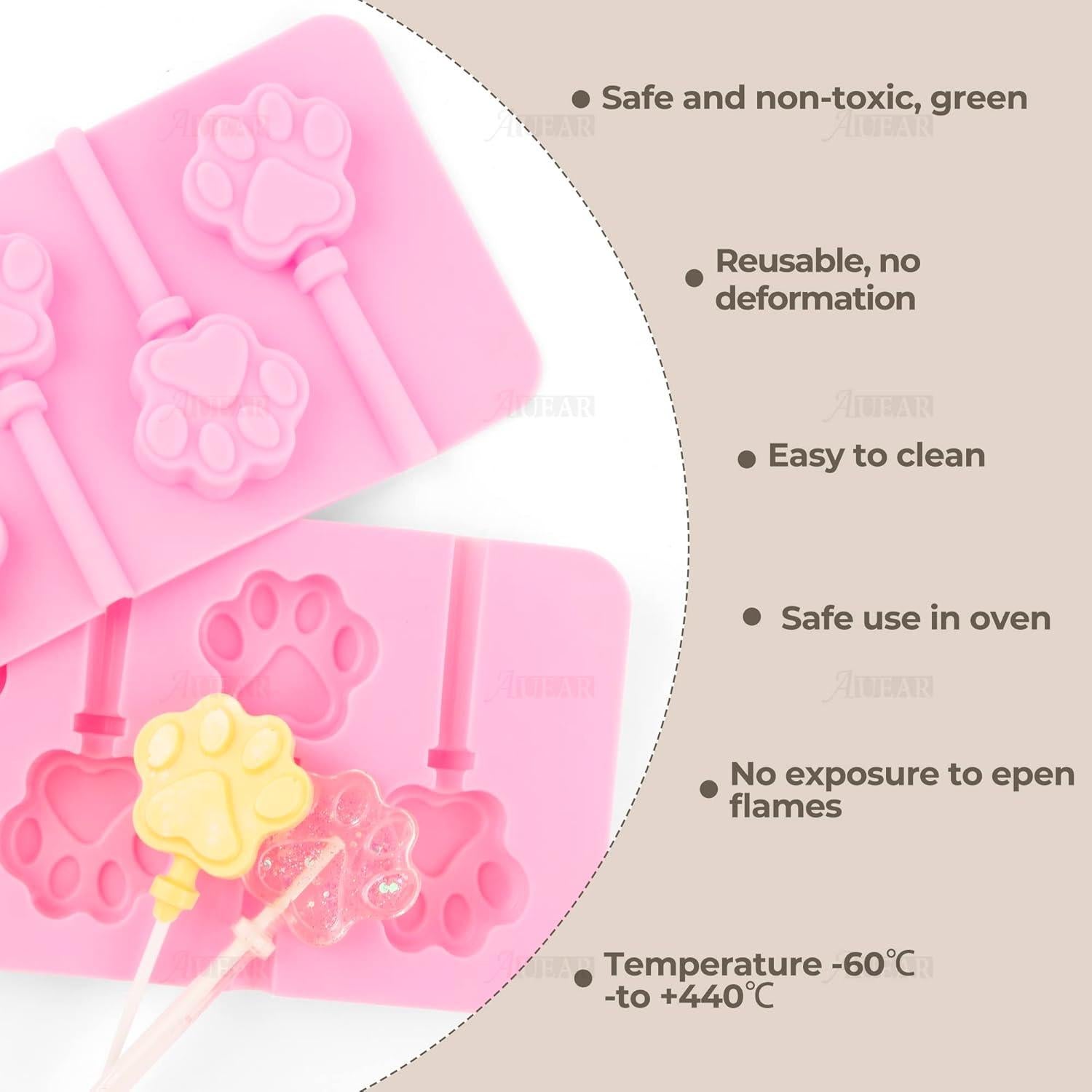 Molde de Lollipops de Silicona AUEAR 2 Piezas Patita Rosa