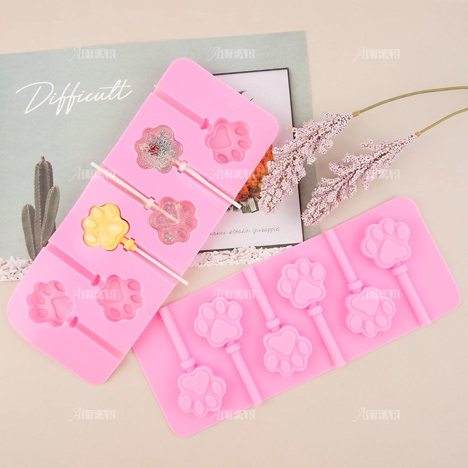 Molde de Lollipops de Silicona AUEAR 2 Piezas Patita Rosa