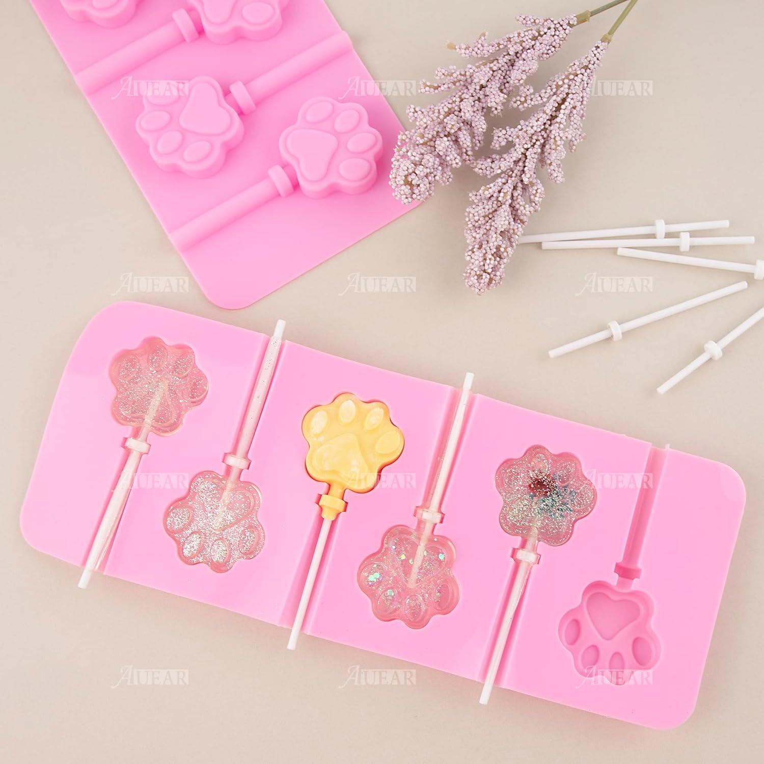Molde de Lollipops de Silicona AUEAR 2 Piezas Patita Rosa