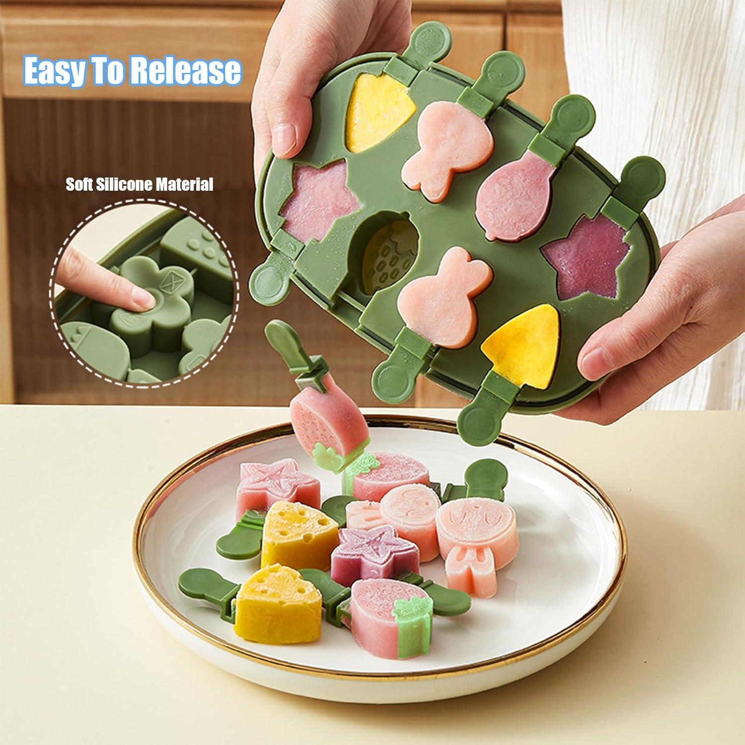 Molde de Paletas de Silicona ACUDUDOMA Verde 8 Piezas