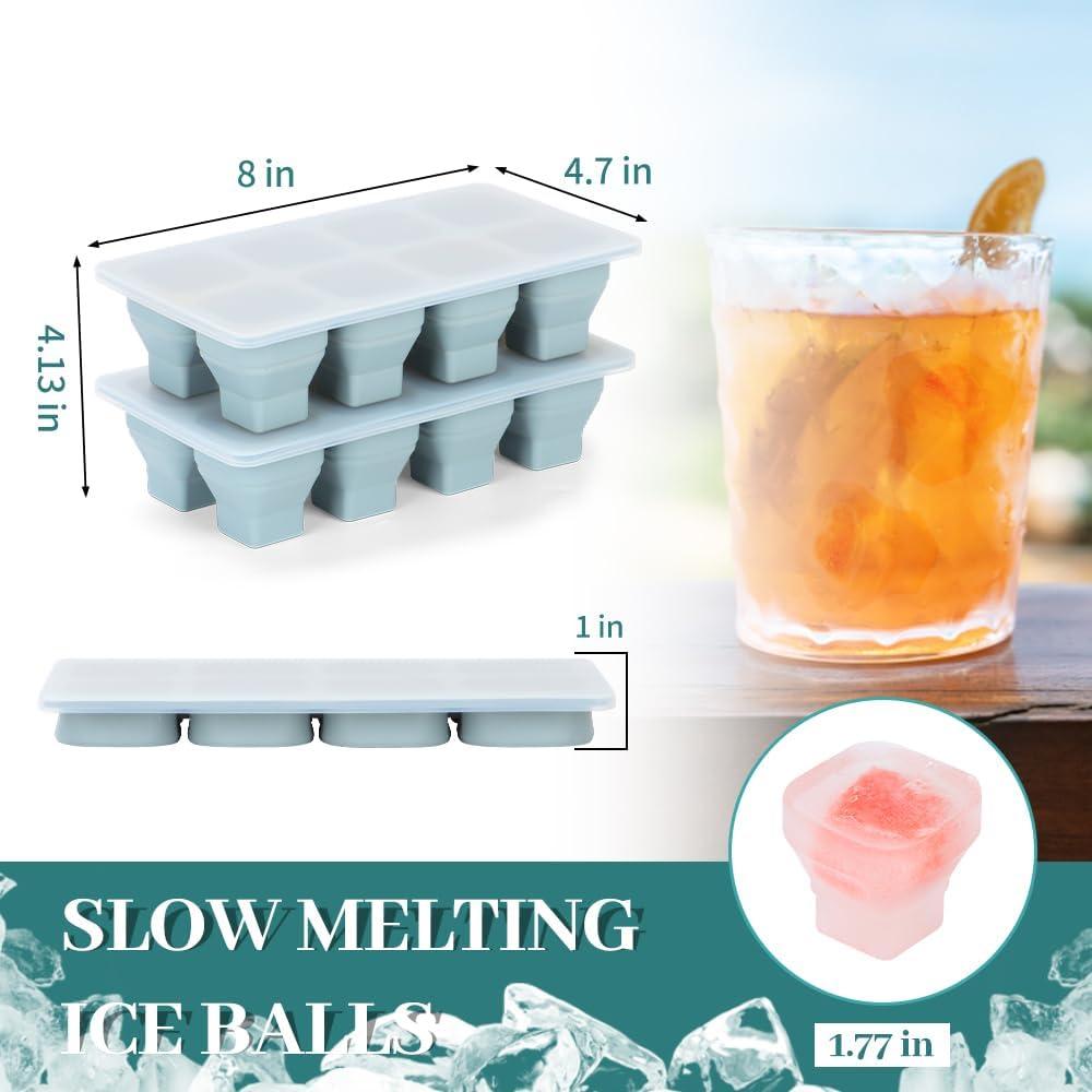 Bandejas de Hielo Plegables Lonxfei con Tapa - 2 Piezas