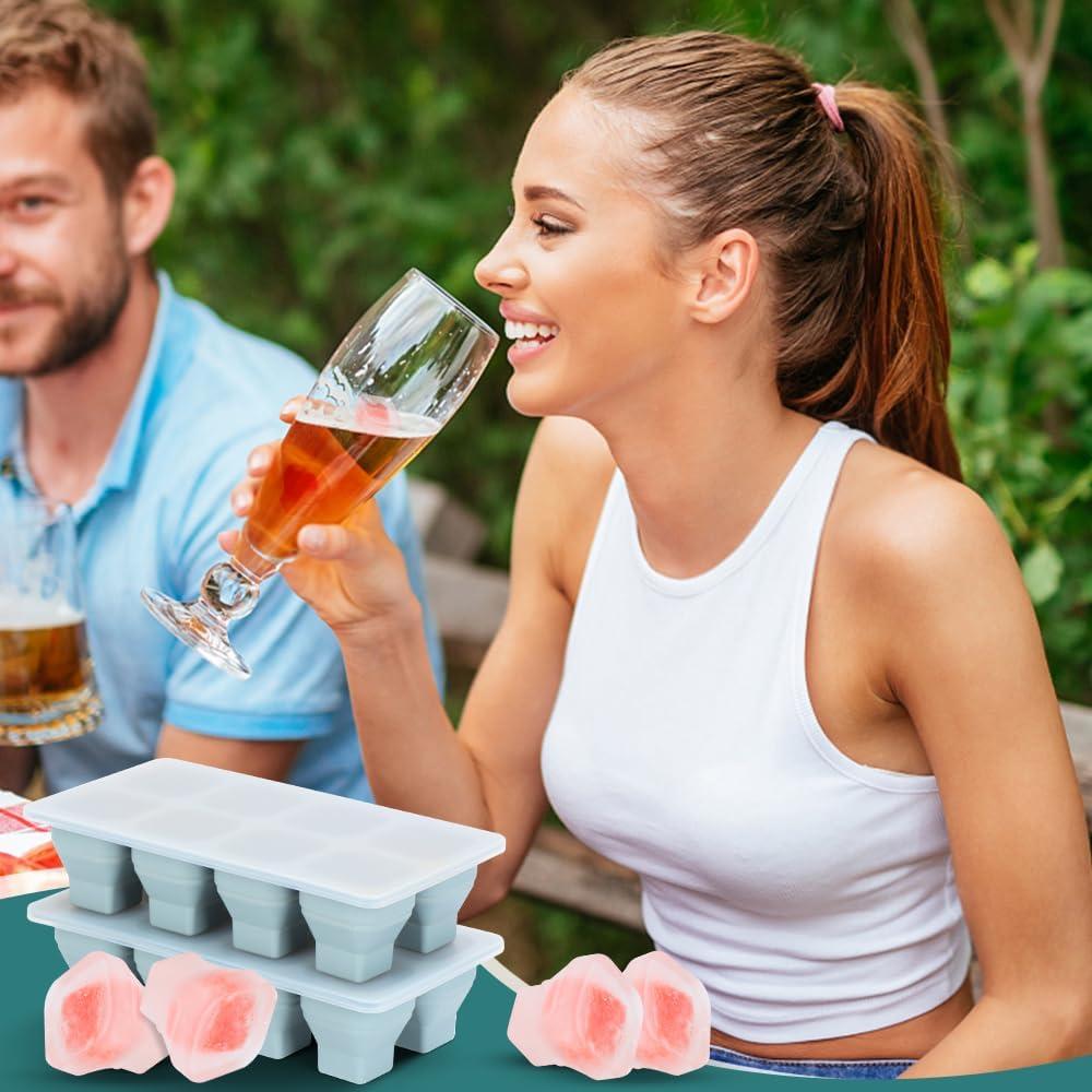 Bandejas de Hielo Plegables Lonxfei con Tapa - 2 Piezas