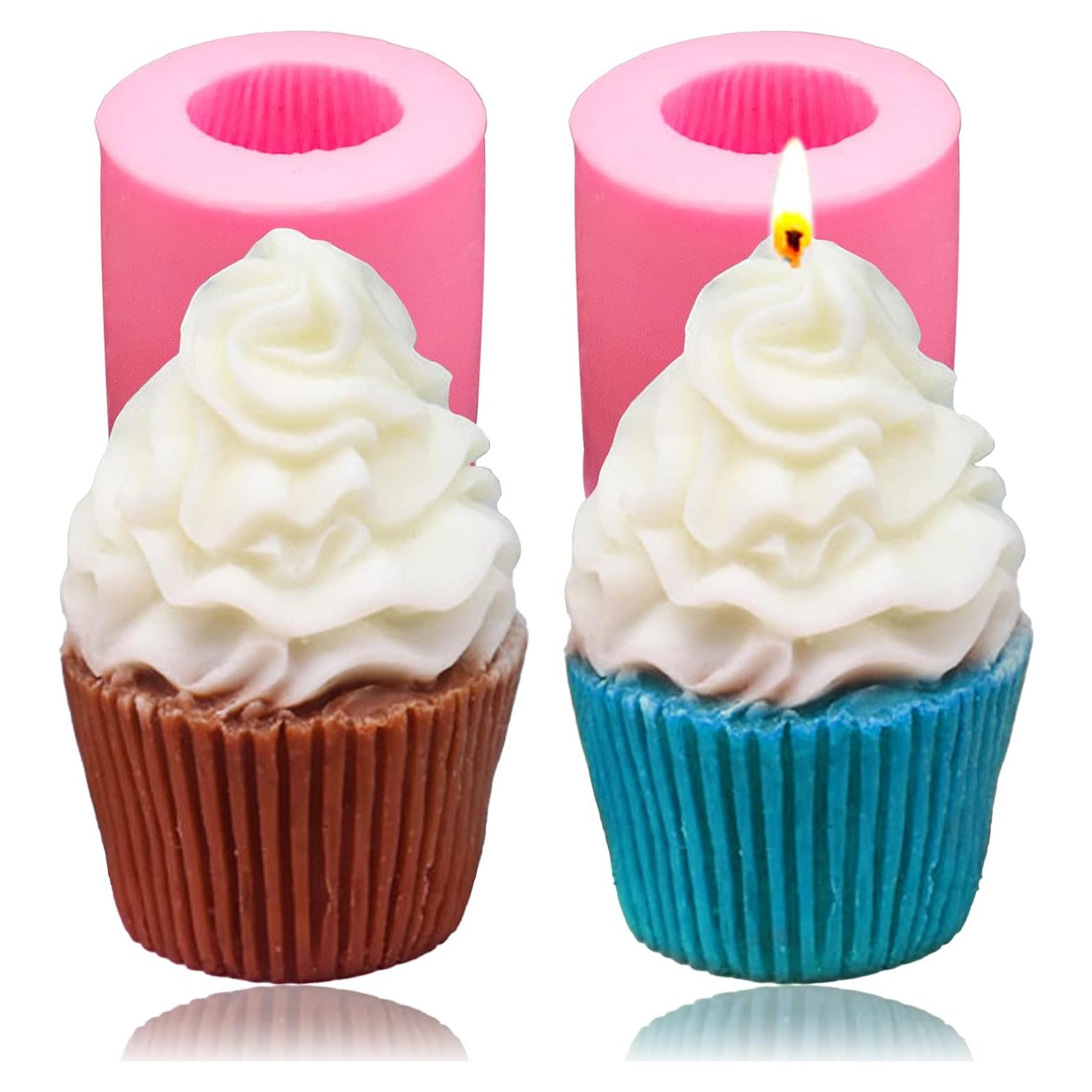 Molde de Silicona Wehous 2PCS para Jabón y Vela Cupcake
