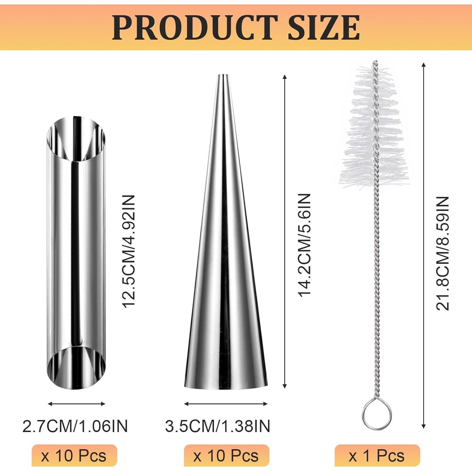 Kit de Moldes para Cuernos de Crema HOFURME 21 Piezas Acero Inoxidable