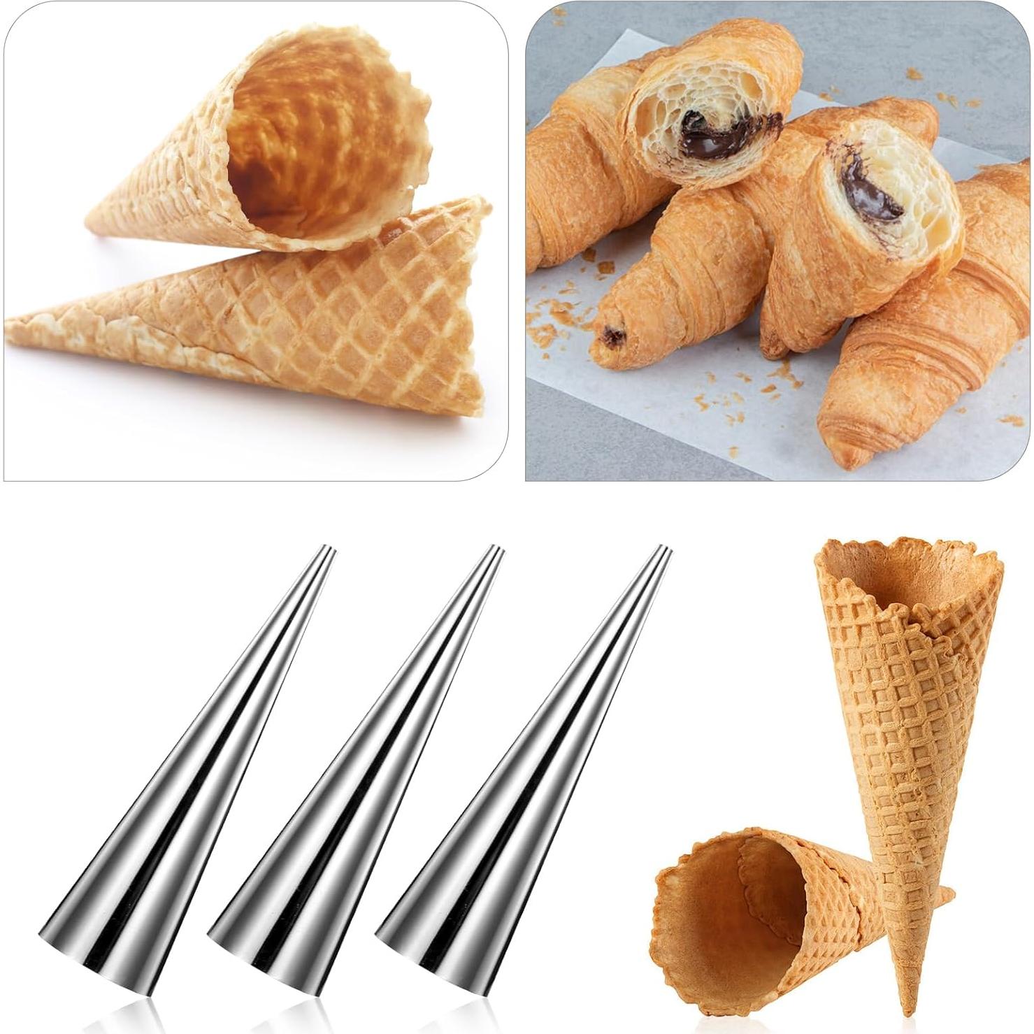 Kit de Moldes para Cuernos de Crema HOFURME 21 Piezas Acero Inoxidable