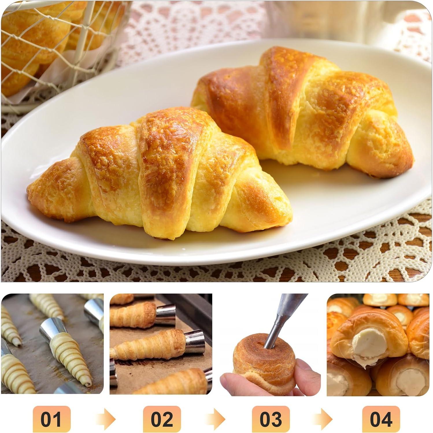 Kit de Moldes para Cuernos de Crema HOFURME 21 Piezas Acero Inoxidable