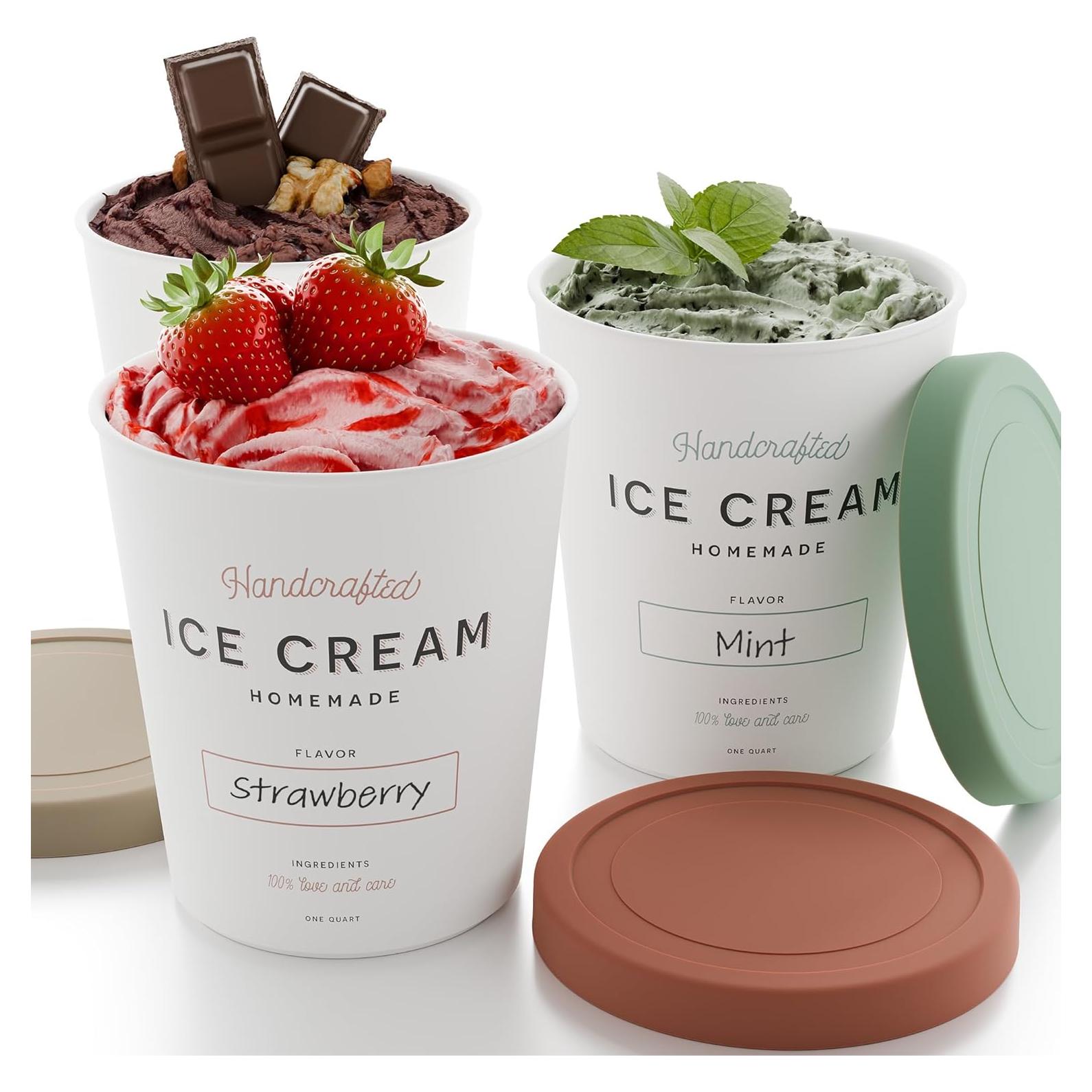 Set de 3 Contenedores Reutilizables para Helado ZICOTO 1 Cuarto