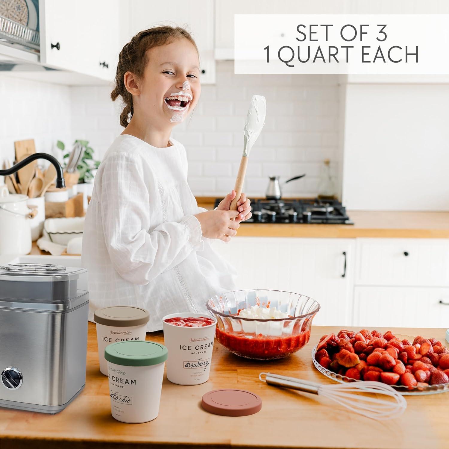 Set de 3 Contenedores Reutilizables para Helado ZICOTO 1 Cuarto