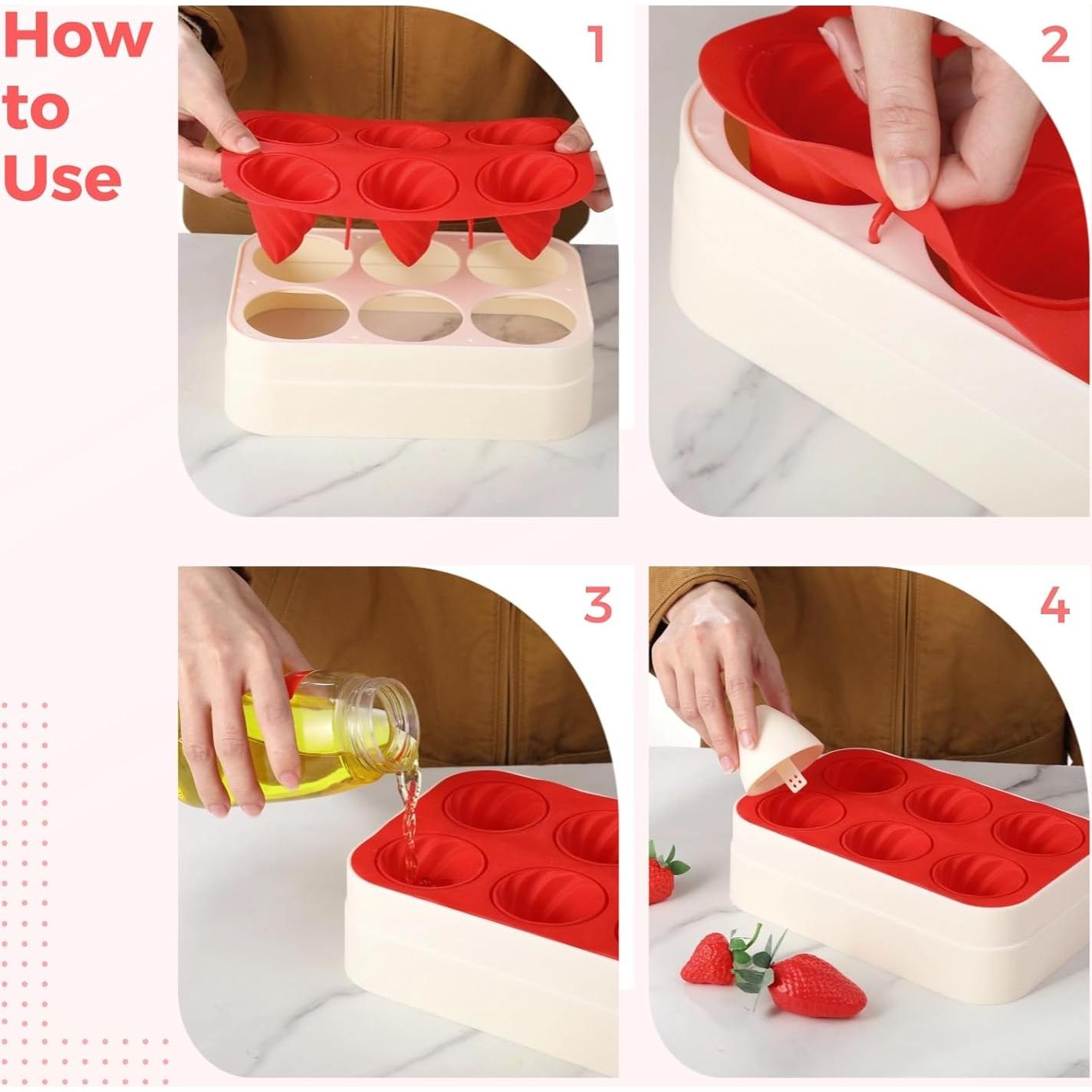 Moldes de Paletas de Silicona Homaisson 6 PCS 59 ml Cono Rojo