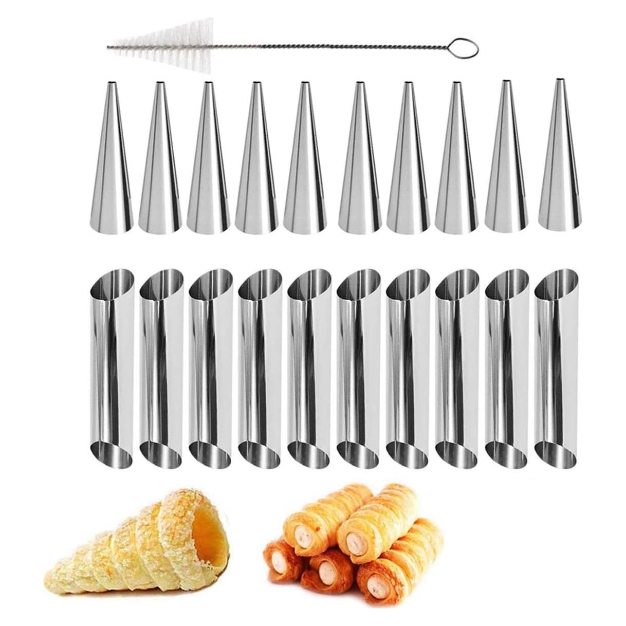 Moldes de Cuerno de Crema JIELUO - 21 Piezas Acero Inoxidable