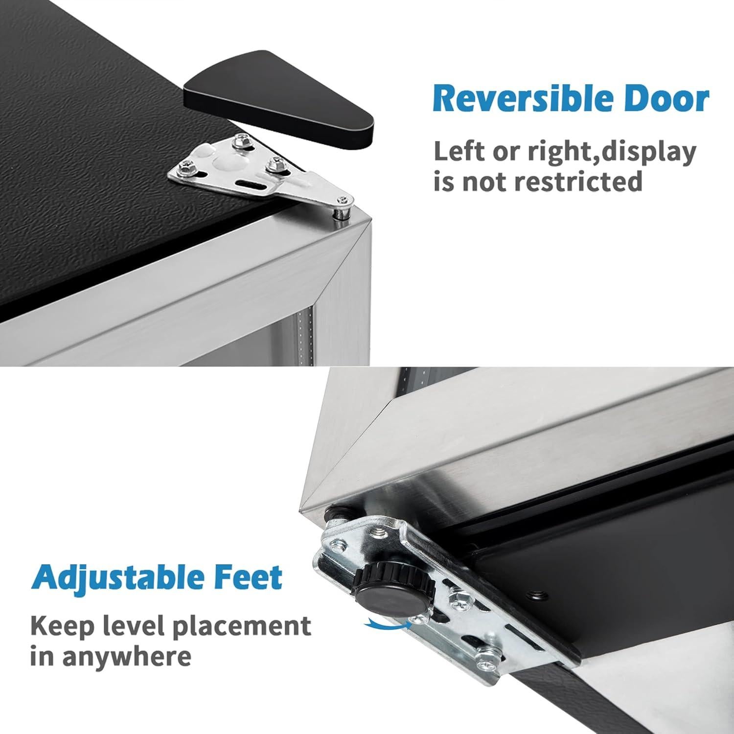 EUHOMY 26 Bottle 131 Can Beverage Refrigerator, Mini Fridge with Glass Door, Quiet Compressor and Adjust Temperature, Freestanding 3.2 Cu.ft Beverage Cooler, Silver