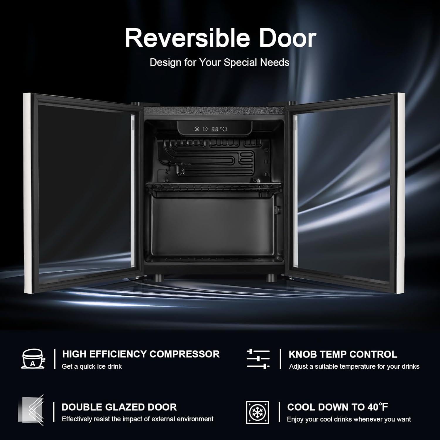 Refrigerador de Bebidas Antarctic Star 1.3 Pies Cúbicos Plata