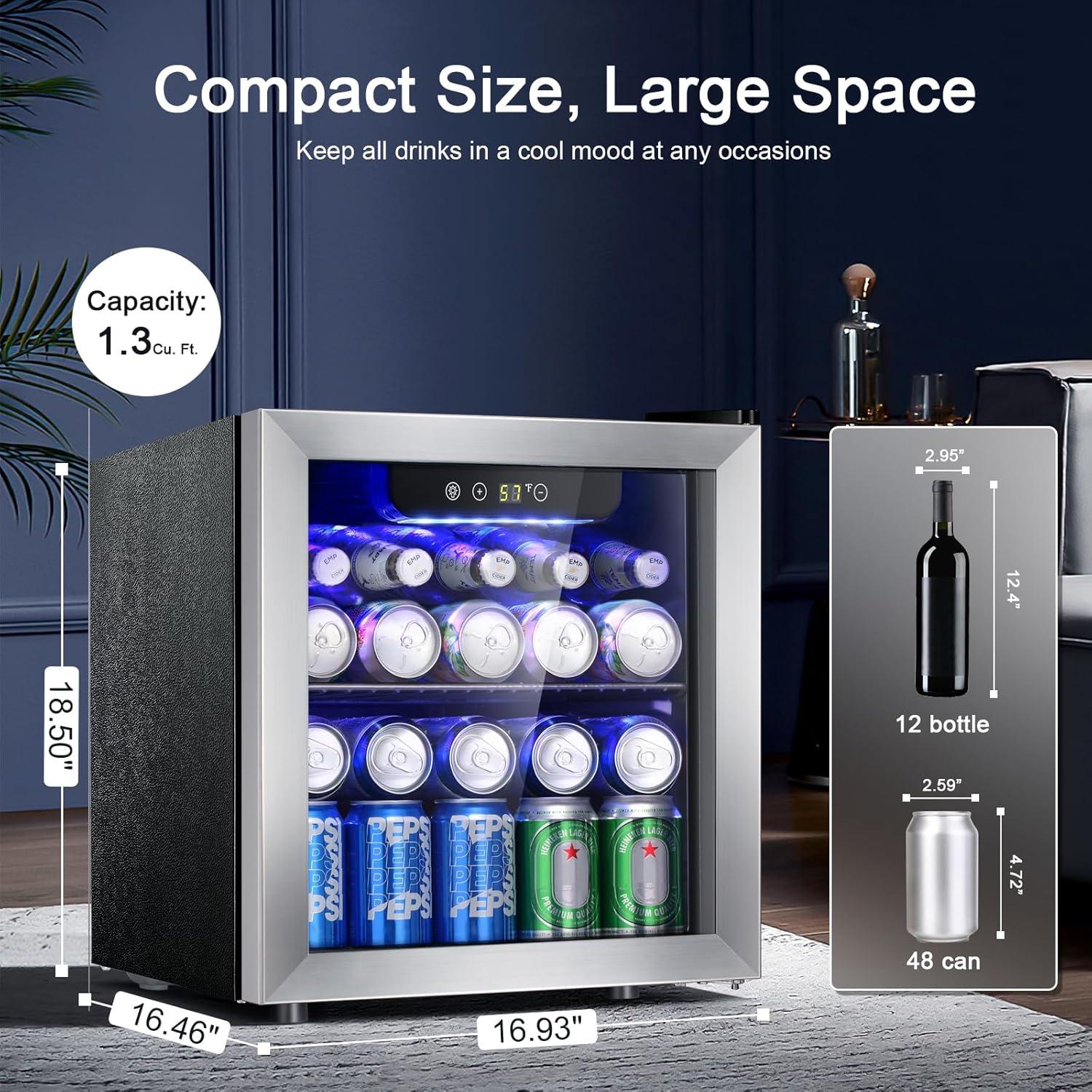 Refrigerador de Bebidas Antarctic Star 1.3 Pies Cúbicos Plata