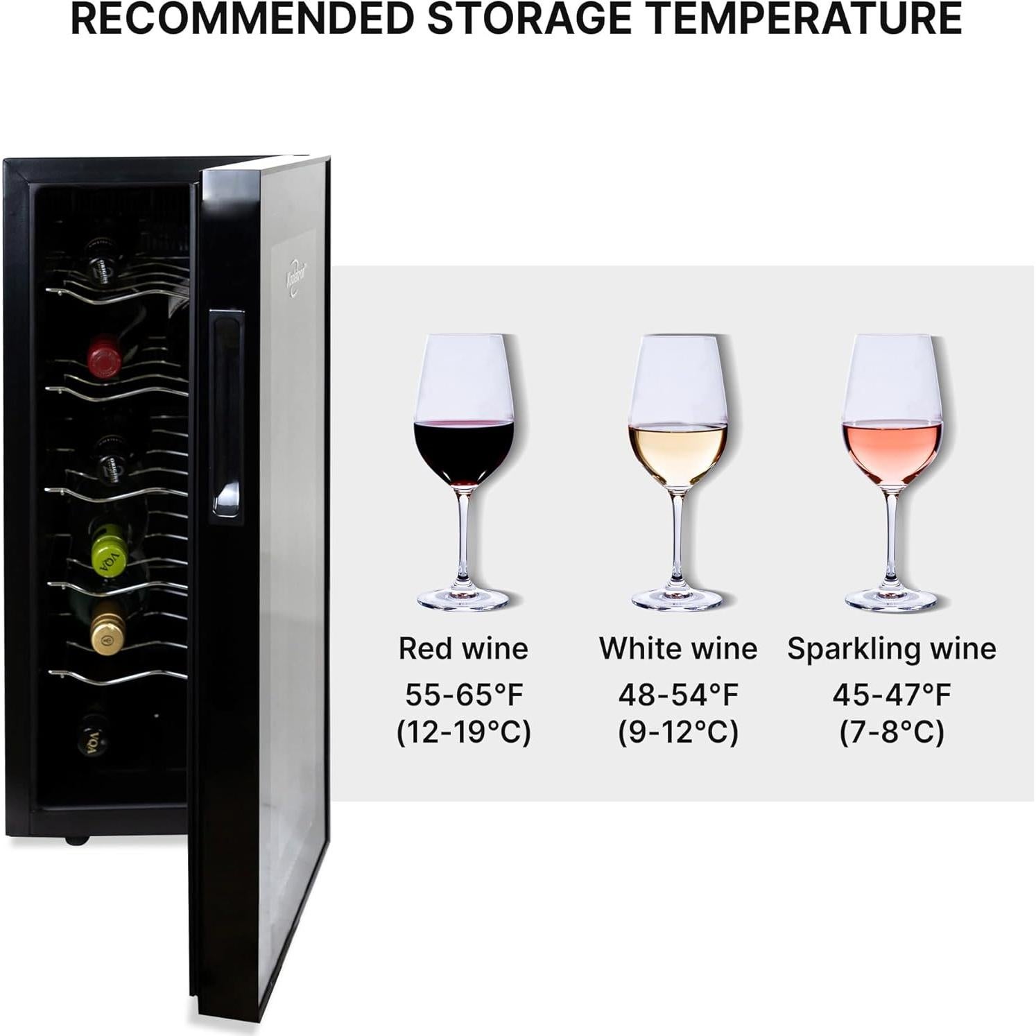 Frigorífico de Vino Koolatron WC12 - 12 Botellas, Negro