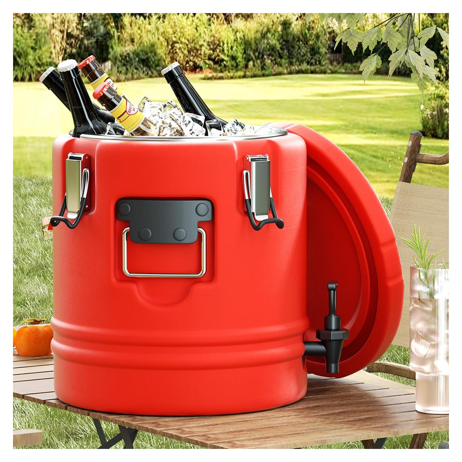 Nisorpa 5.3 Gallon Insulated Beverage Cooler 304 Stainless Steel Water Dispenser with Spout Portable Hot and Cold Outdoor Cooler Jug for Camping Party Outdoors