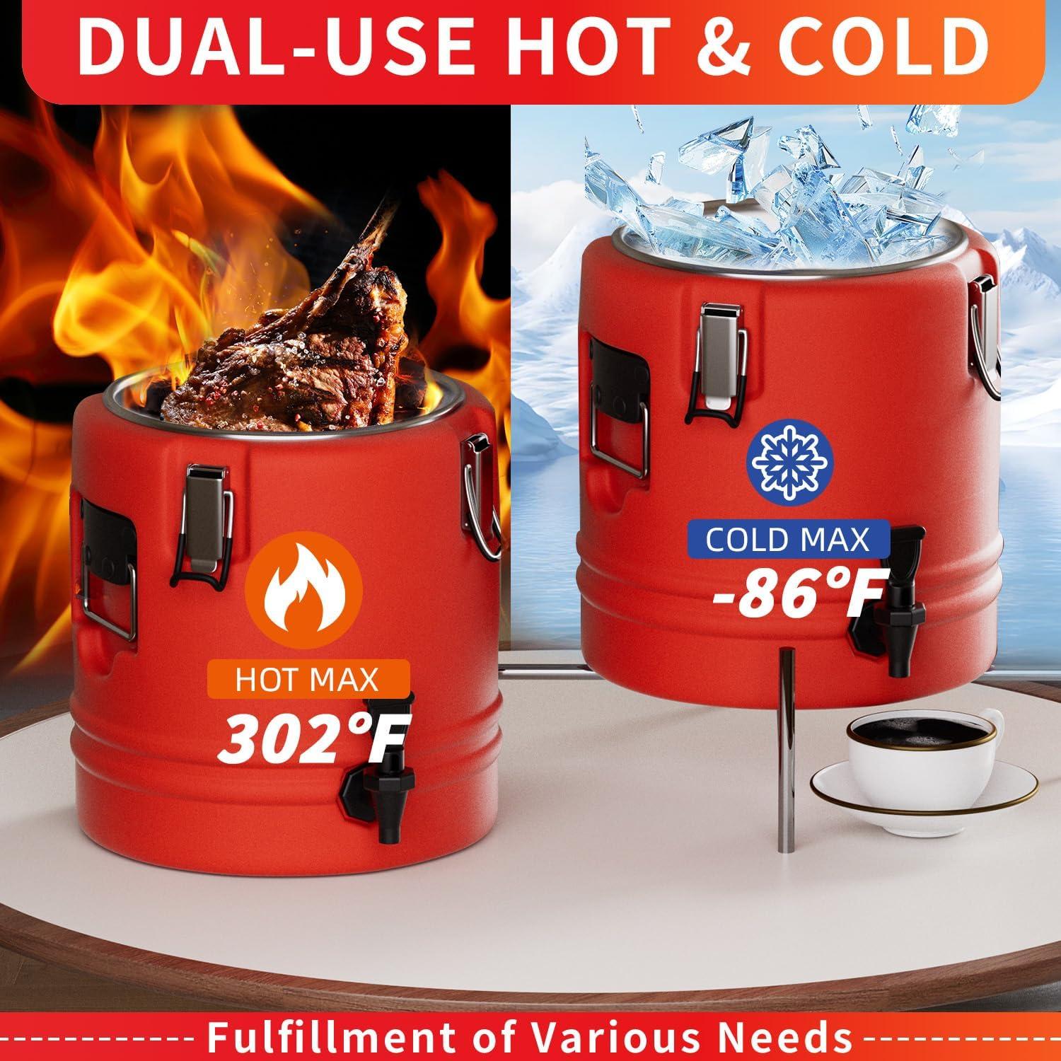 Nisorpa 5.3 Gallon Insulated Beverage Cooler 304 Stainless Steel Water Dispenser with Spout Portable Hot and Cold Outdoor Cooler Jug for Camping Party Outdoors