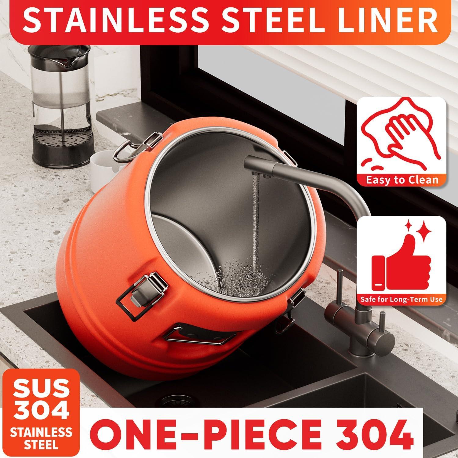 Nisorpa 5.3 Gallon Insulated Beverage Cooler 304 Stainless Steel Water Dispenser with Spout Portable Hot and Cold Outdoor Cooler Jug for Camping Party Outdoors