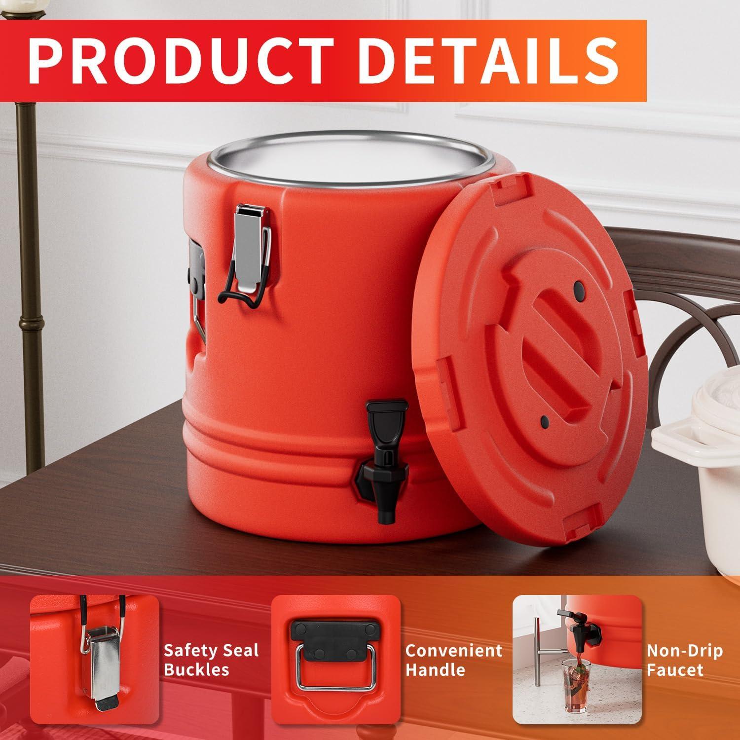 Nisorpa 5.3 Gallon Insulated Beverage Cooler 304 Stainless Steel Water Dispenser with Spout Portable Hot and Cold Outdoor Cooler Jug for Camping Party Outdoors