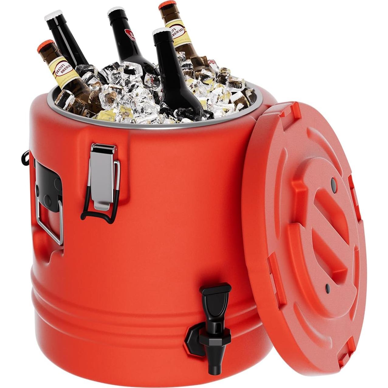 Nisorpa 5.3 Gallon Insulated Beverage Cooler 304 Stainless Steel Water Dispenser with Spout Portable Hot and Cold Outdoor Cooler Jug for Camping Party Outdoors