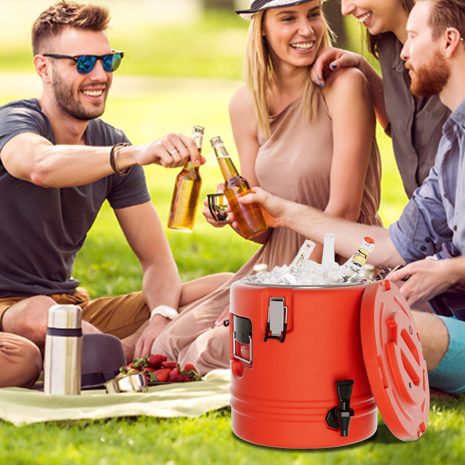 Nisorpa 5.3 Gallon Insulated Beverage Cooler 304 Stainless Steel Water Dispenser with Spout Portable Hot and Cold Outdoor Cooler Jug for Camping Party Outdoors