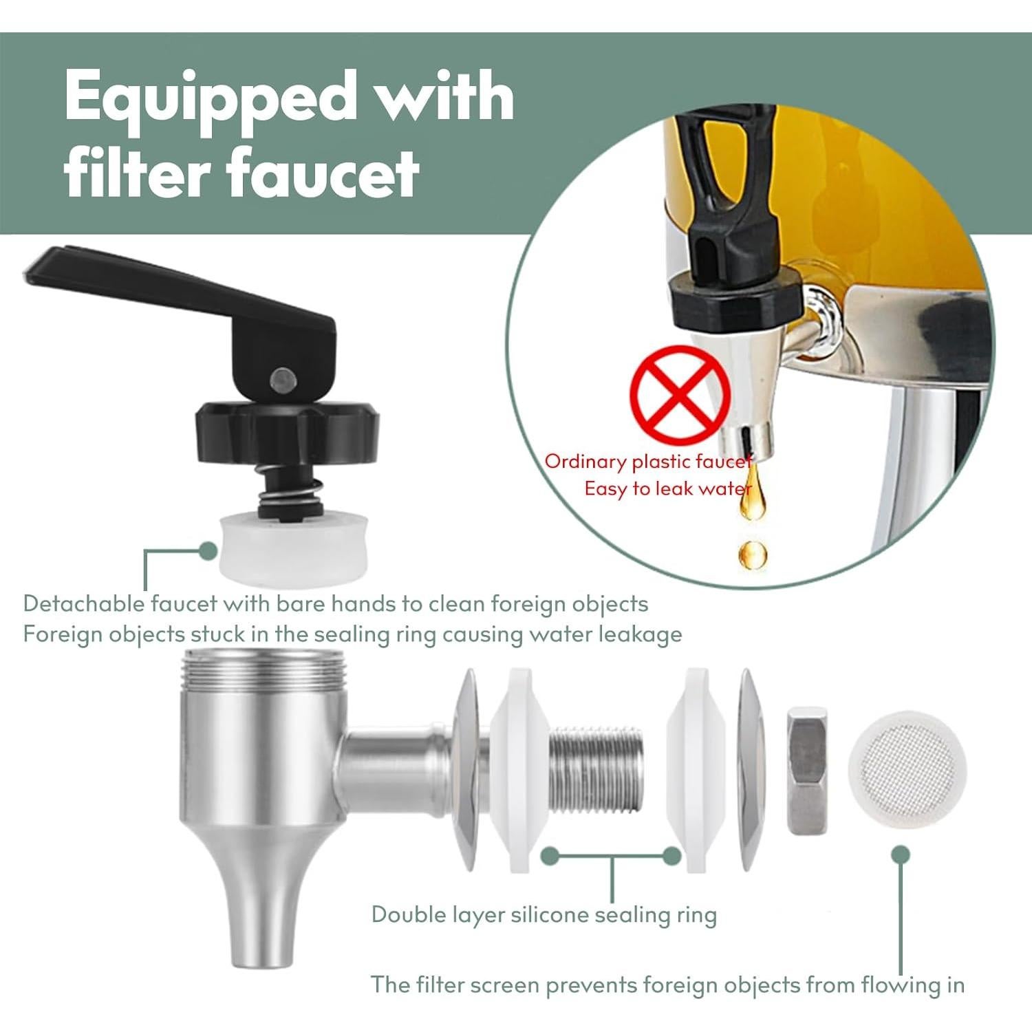 Dispensador de Bebidas BAVNNRO 17L Doble Temperatura Acero Inoxidable