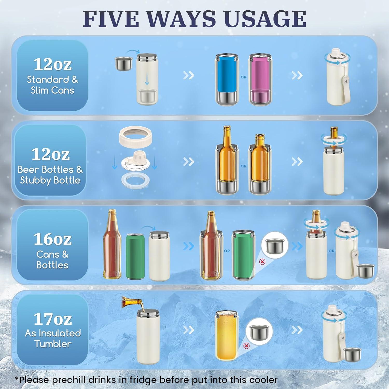 Enfriador de Latas MAXSO 5-en-1 Acero Inoxidable Blanco