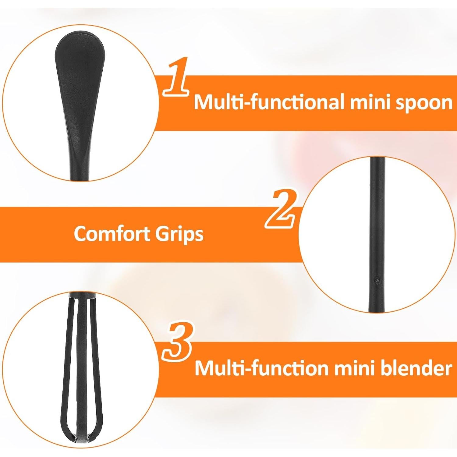 4 Pcs Mini Batidor Multifuncional Mabor 22 cm - Negro/Blanco