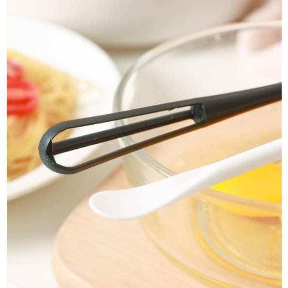 Mini Egg Whisk, Whisk Mixer for Blending, Whisking, Beating & Stirring (White)