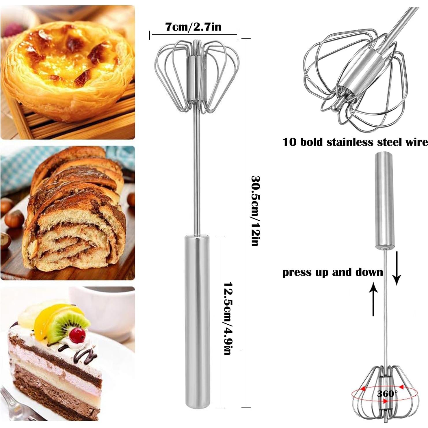 Batidor Semiautomático YUANQIAN de Acero Inoxidable 30.48 cm