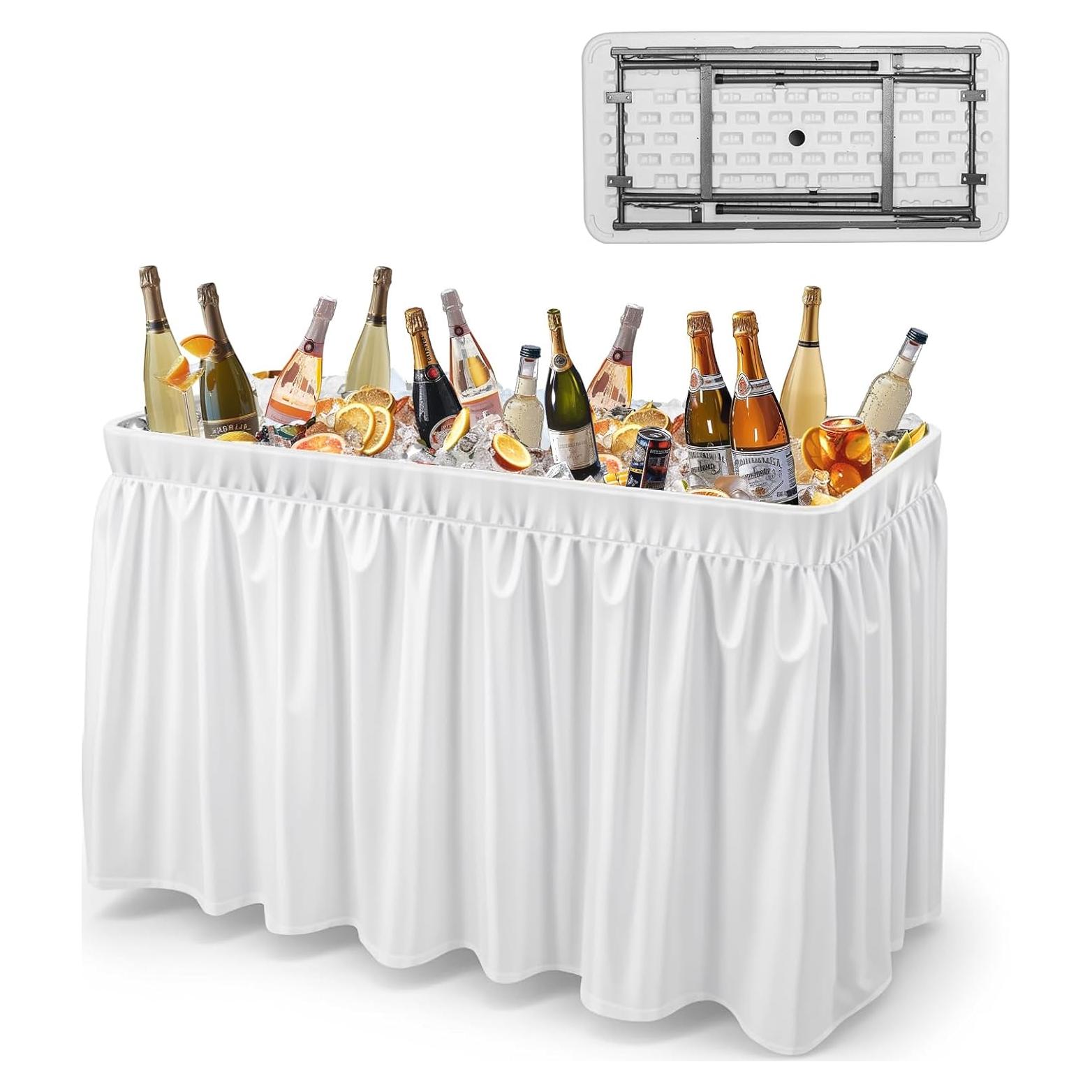 Mesa de Hielo Plegable VINGLI 120 cm con Falda y Drenaje