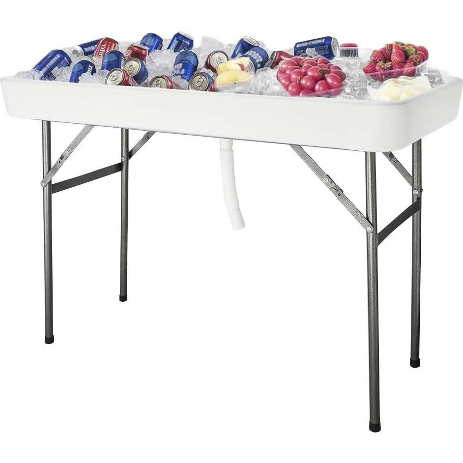 Mesa de Hielo Plegable VINGLI 120 cm con Falda y Drenaje