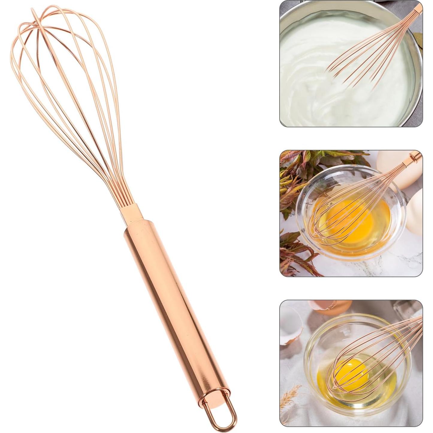 Batidor de Huevos VOSAREA Acero Inoxidable Rosa Dorado 33 cm