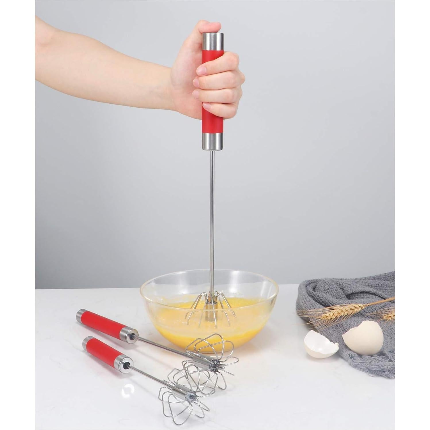 Batidor de Huevo Manual JIANGLAI 3 Piezas Acero Inoxidable