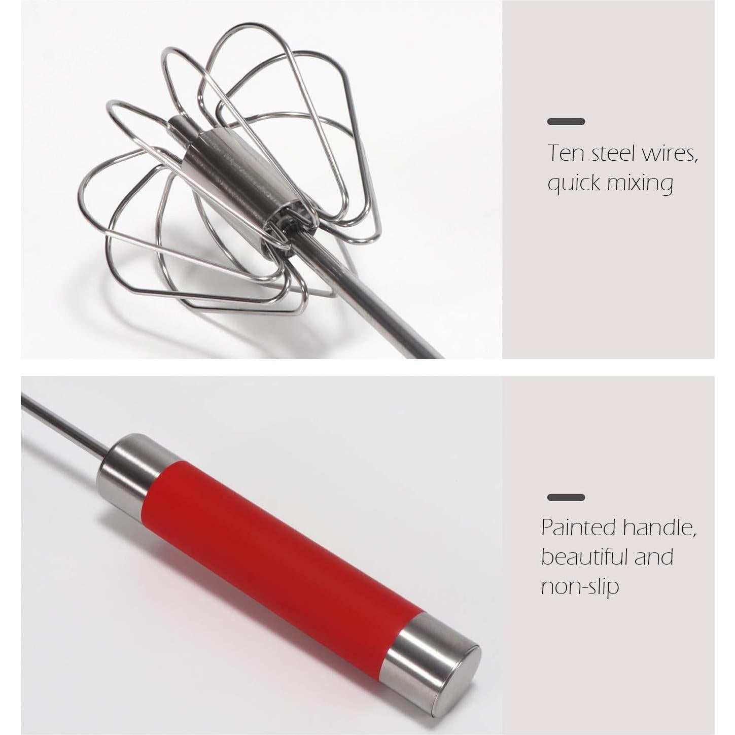 Batidor de Huevo Manual JIANGLAI 3 Piezas Acero Inoxidable