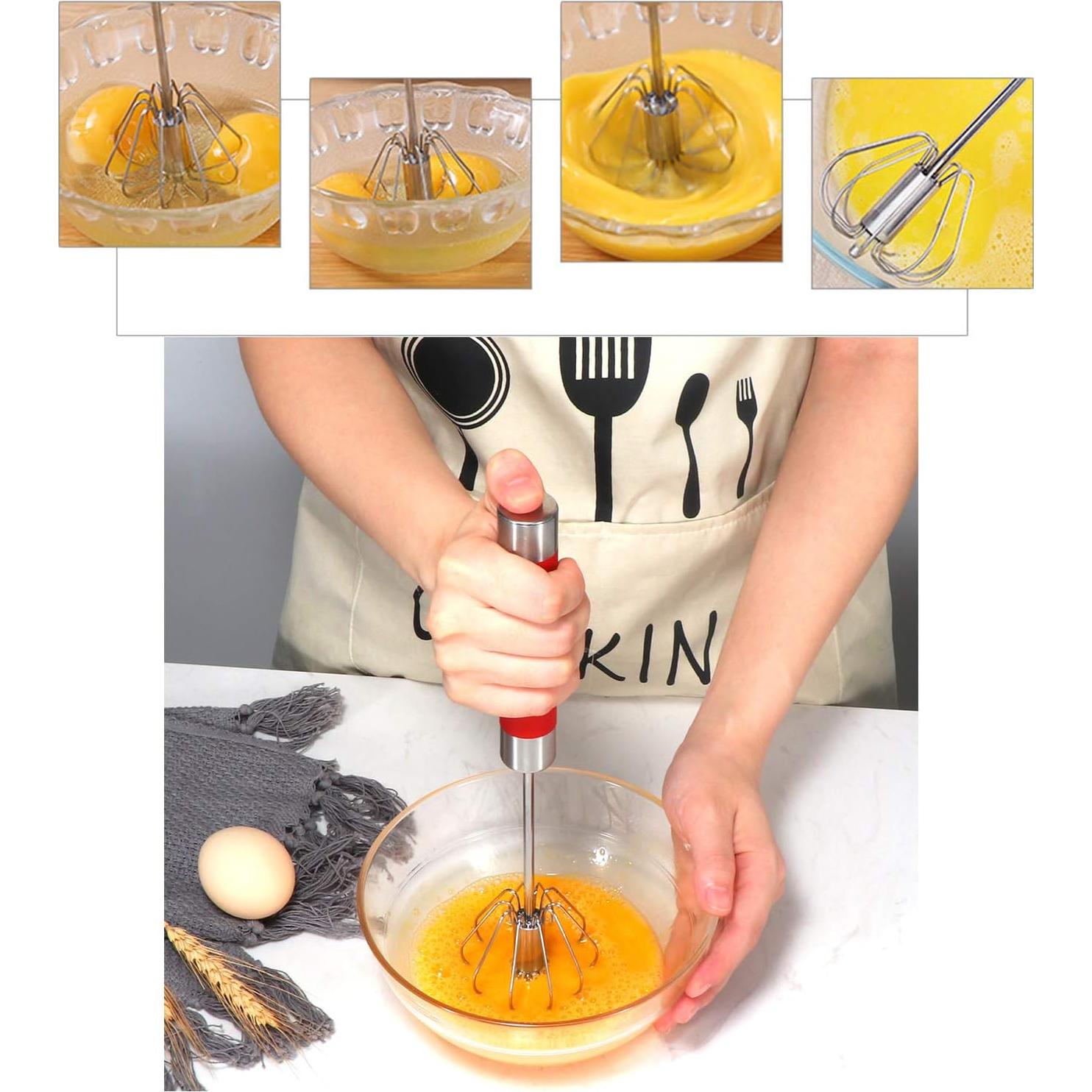 Batidor de Huevo Manual JIANGLAI 3 Piezas Acero Inoxidable