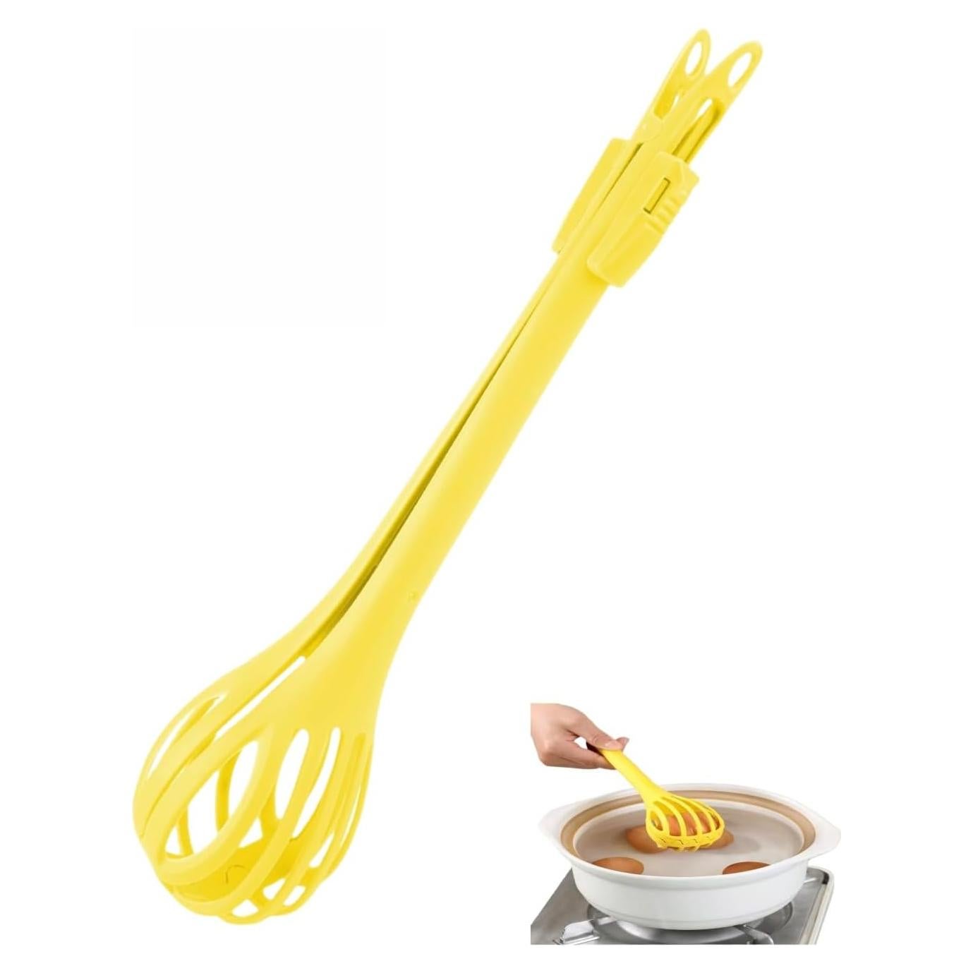 Batidor de huevos y pinzas 2 en 1 Genérico Amarillo ABS