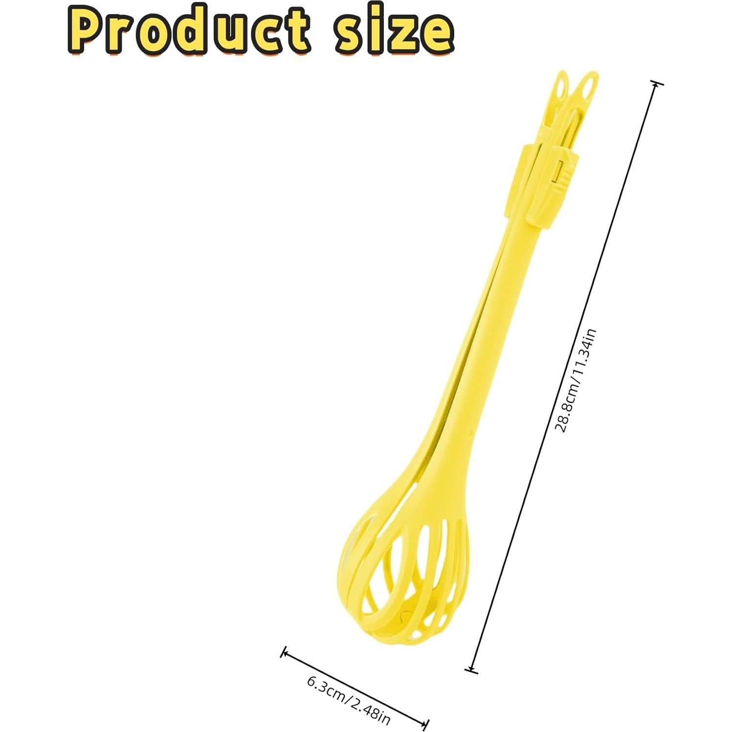 Batidor de huevos y pinzas 2 en 1 Genérico Amarillo ABS