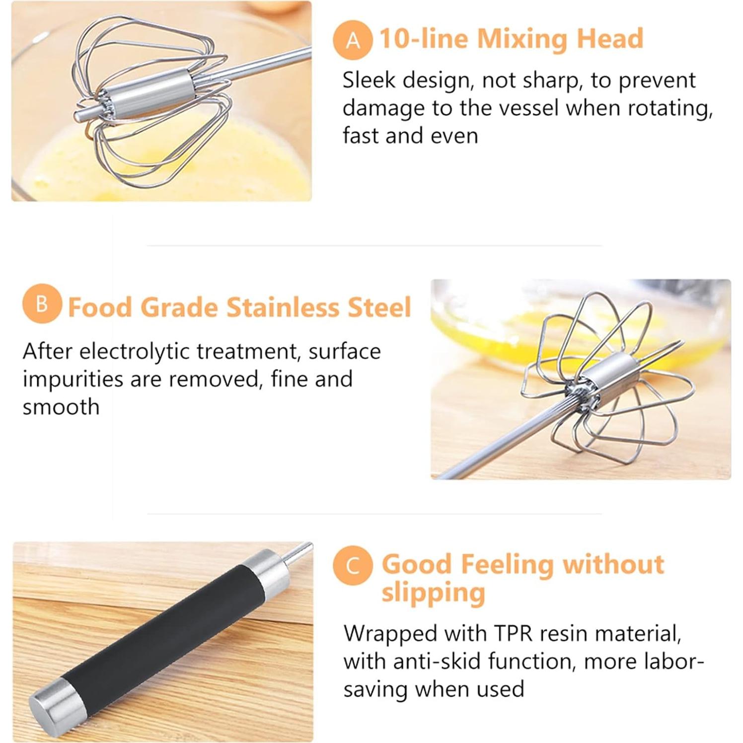 Batidor Manual de Huevos HAOHIZE Acero Inoxidable 24cm