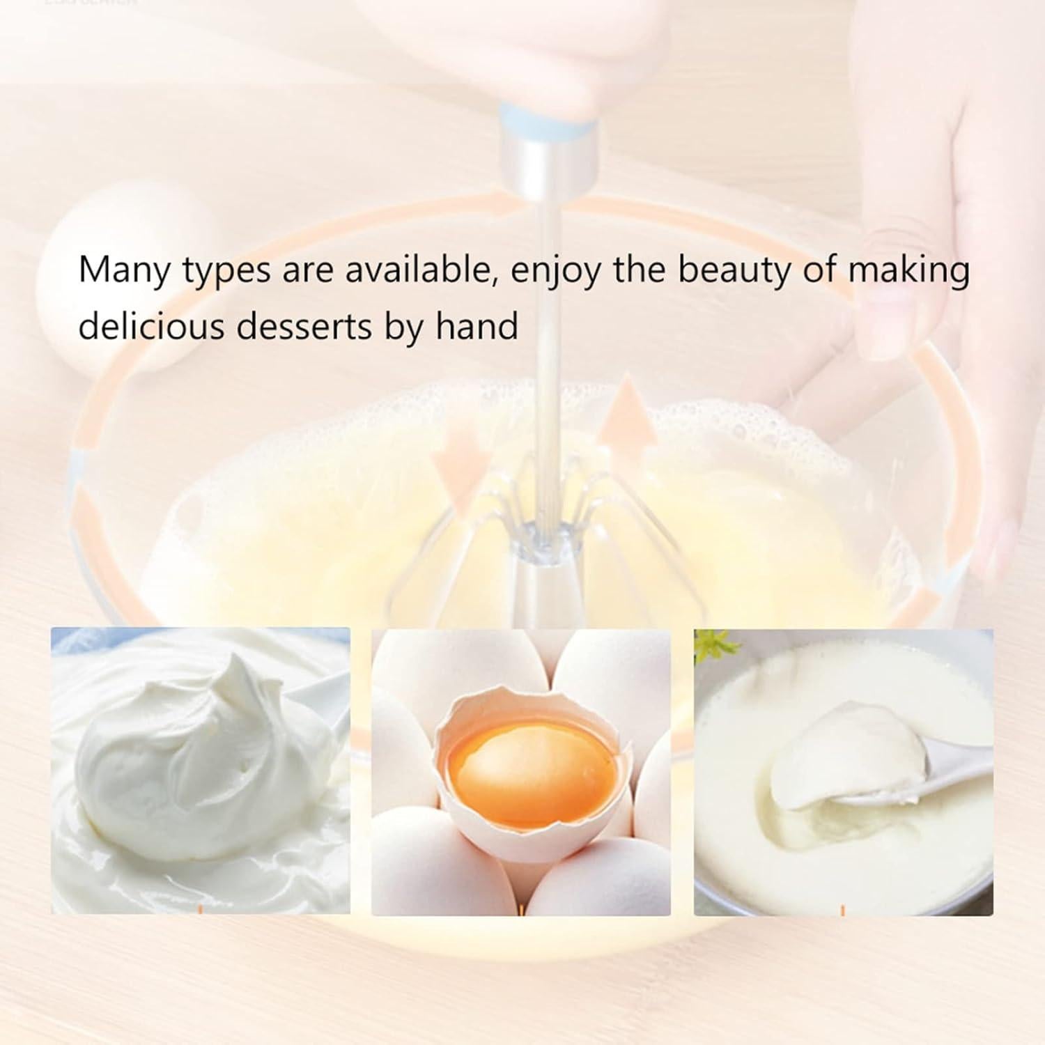 Batidor Manual de Huevos HAOHIZE Acero Inoxidable 24cm