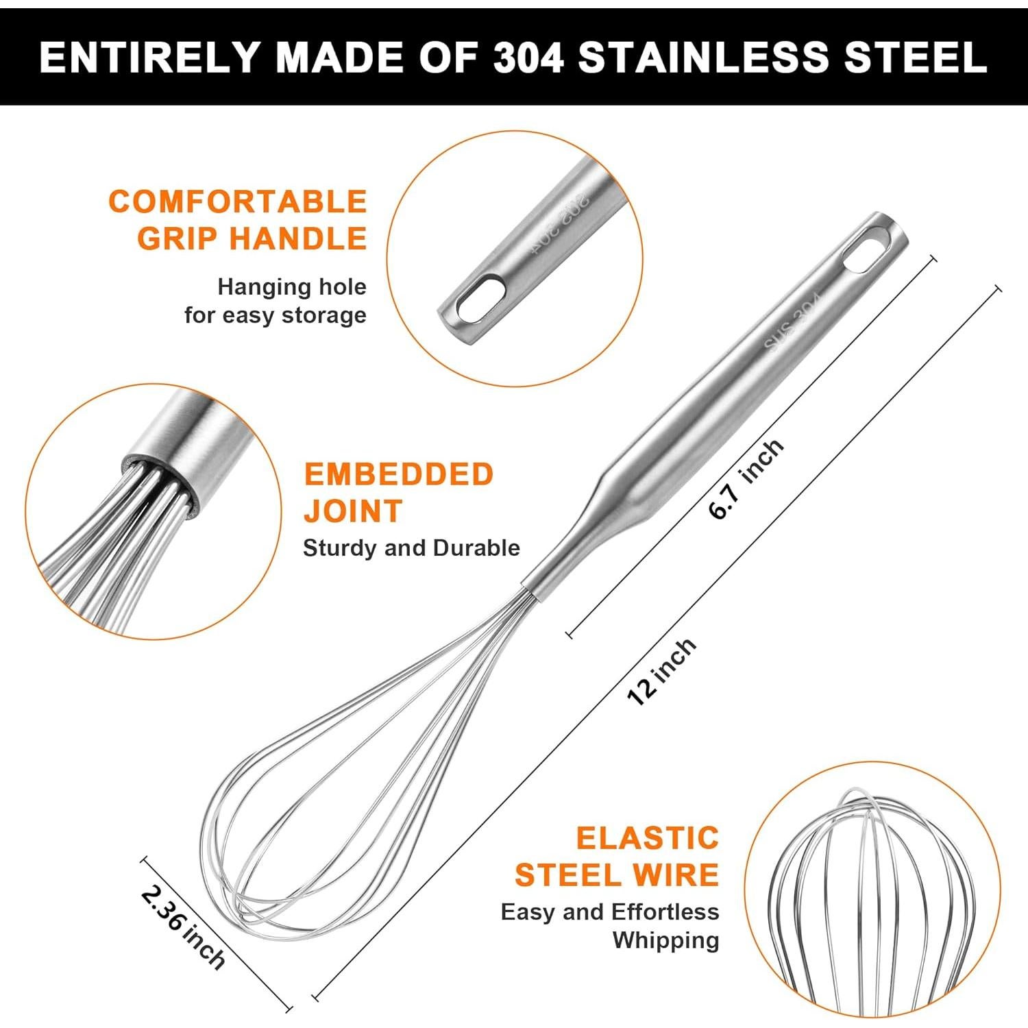 Batidor Manual UYLKM de Acero Inoxidable 30.48 cm Apto Lavavajillas