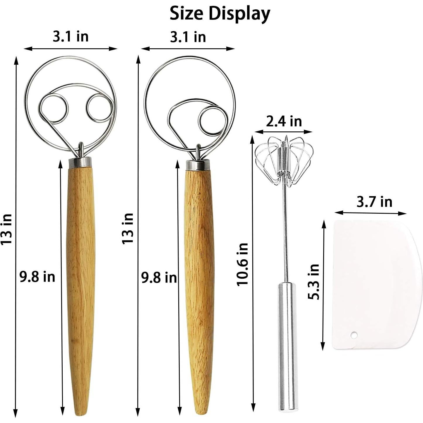Conjunto de Batidores de Masa Danesa Listenman - 2 Piezas Acero Inoxidable