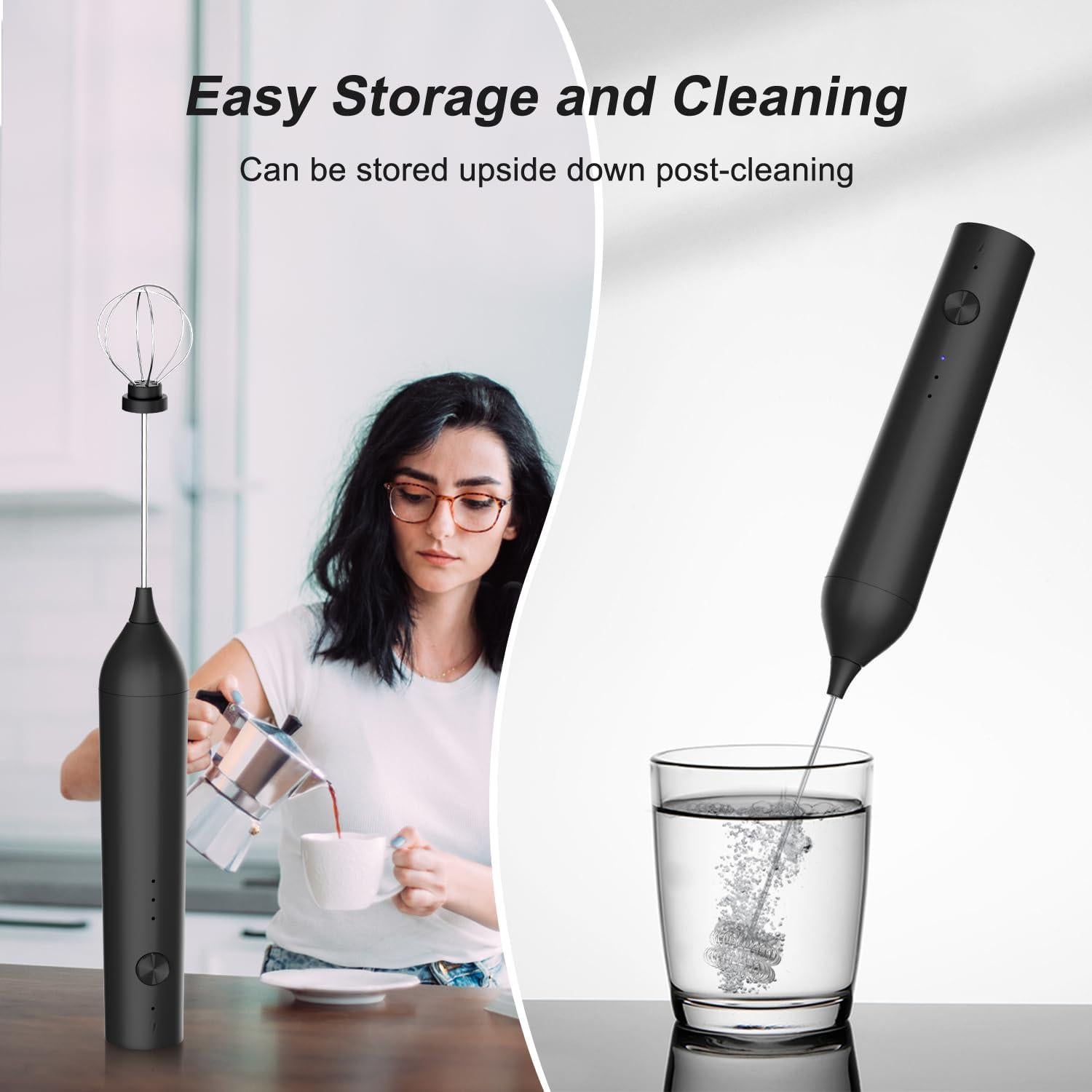 Espumador de Leche ELMWAY KJBQ-13 Negro Recargable 3 Velocidades