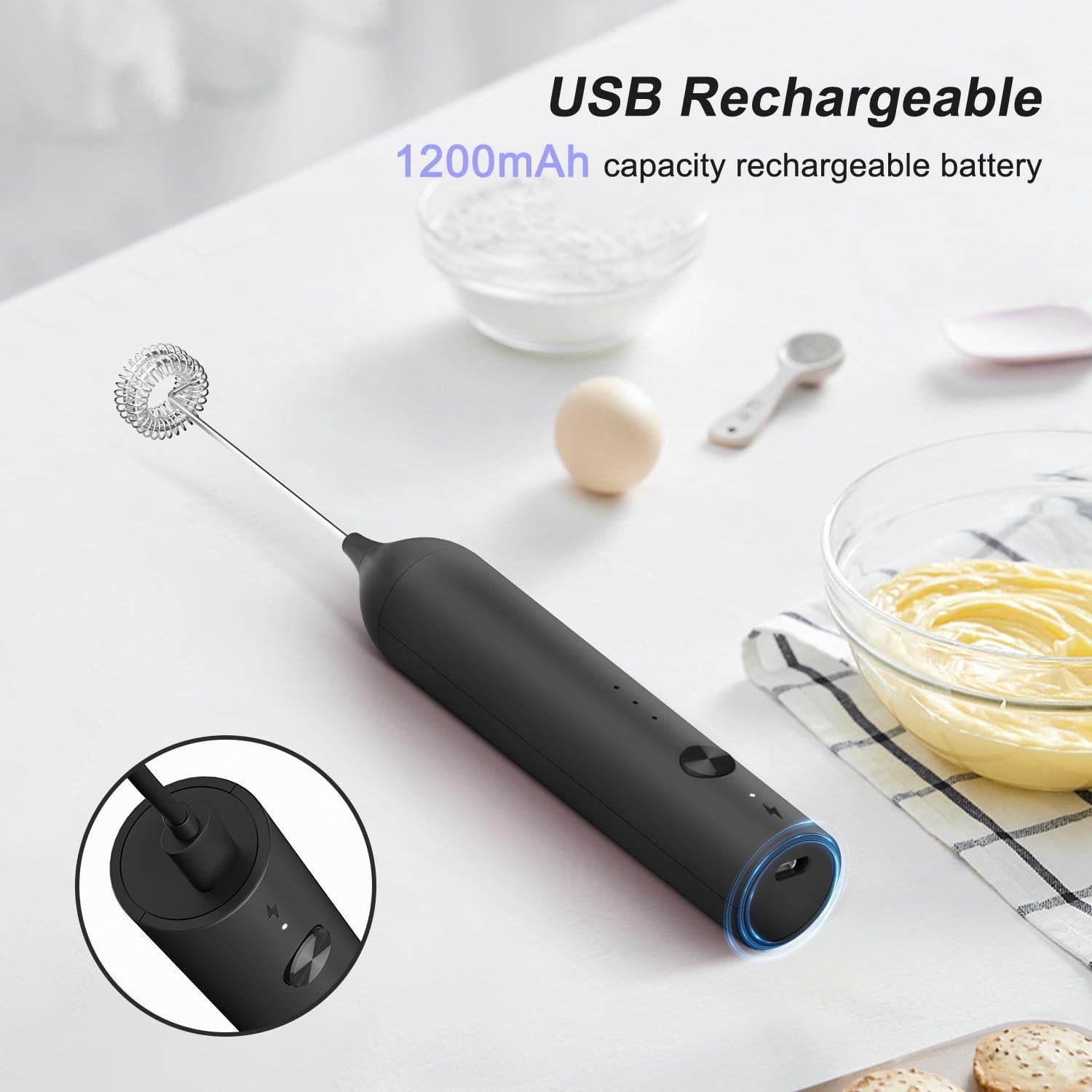 Espumador de Leche ELMWAY KJBQ-13 Negro Recargable 3 Velocidades