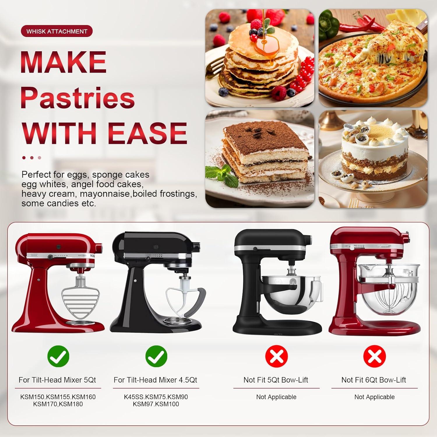 Batidor de 6 Alambres GuanQiao para KitchenAid 4.5-5 QT Acero Inoxidable